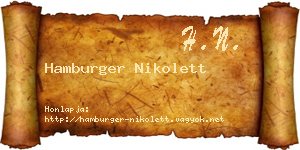 Hamburger Nikolett névjegykártya